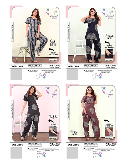 Plus Size 1310 Diamond Queen Reyon Co Ord Set Exporter Ahmedabad