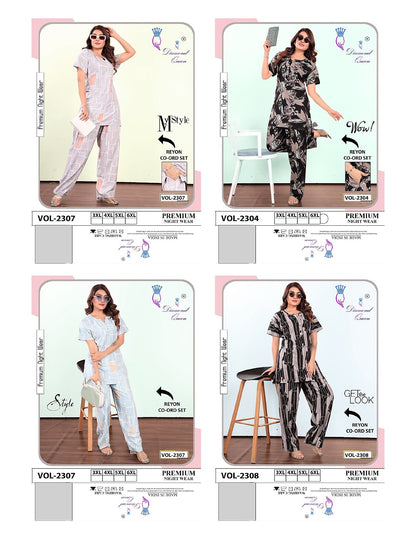 Plus Size 1310 Diamond Queen Reyon Co Ord Set Exporter Ahmedabad