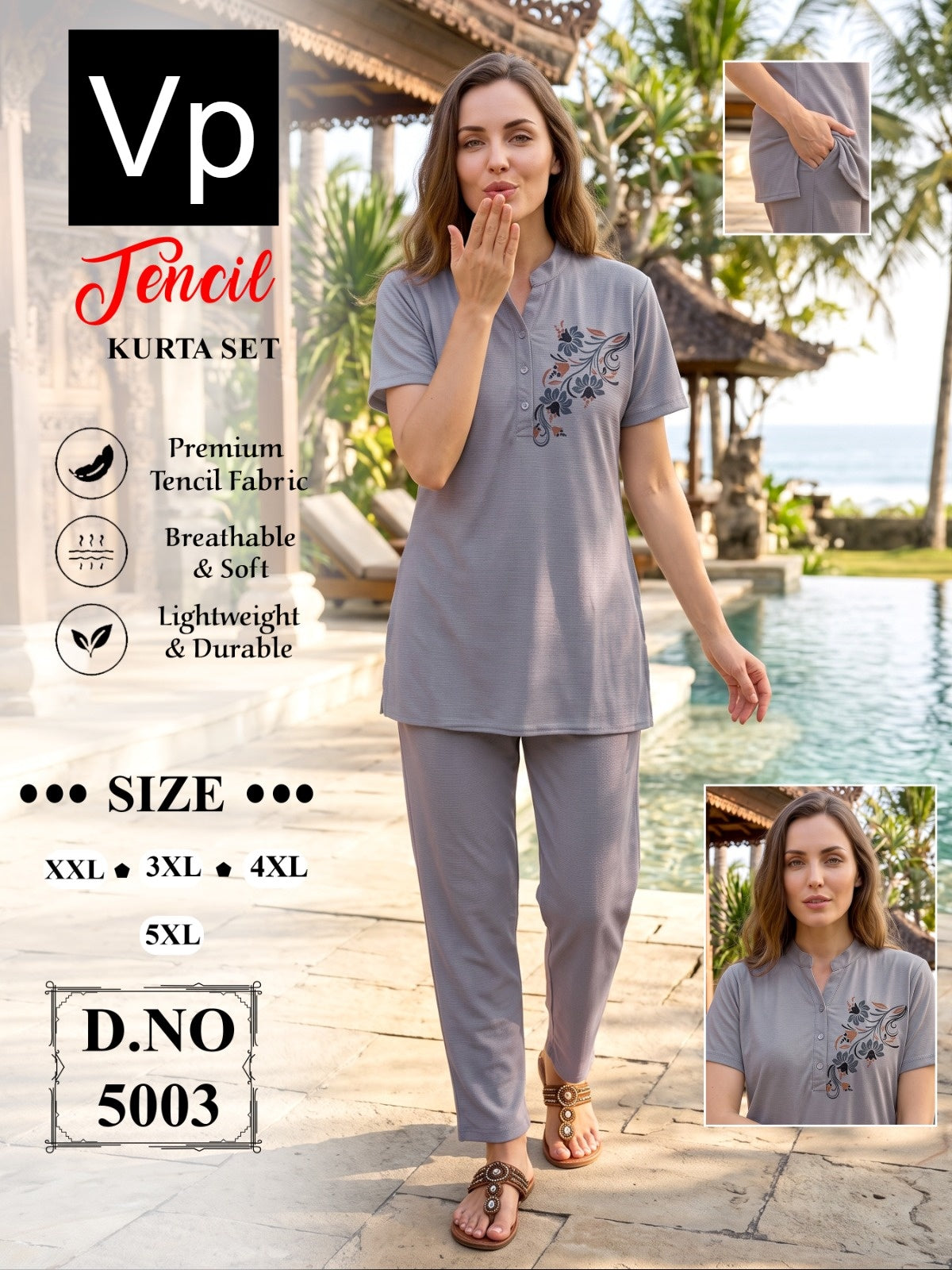 Plus Size 150926 Vp Tencil Kurta Night Suits Exporter