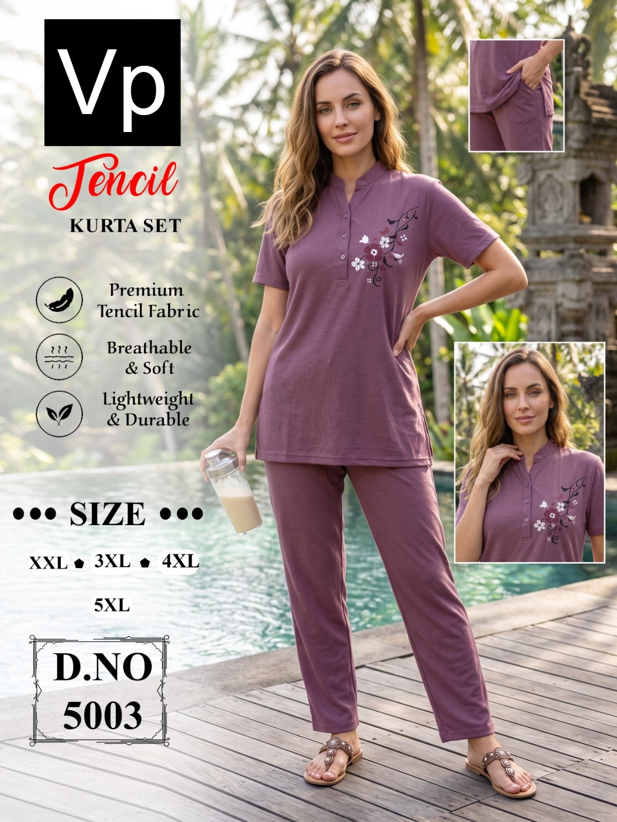 Plus Size 150926 Vp Tencil Kurta Night Suits Exporter