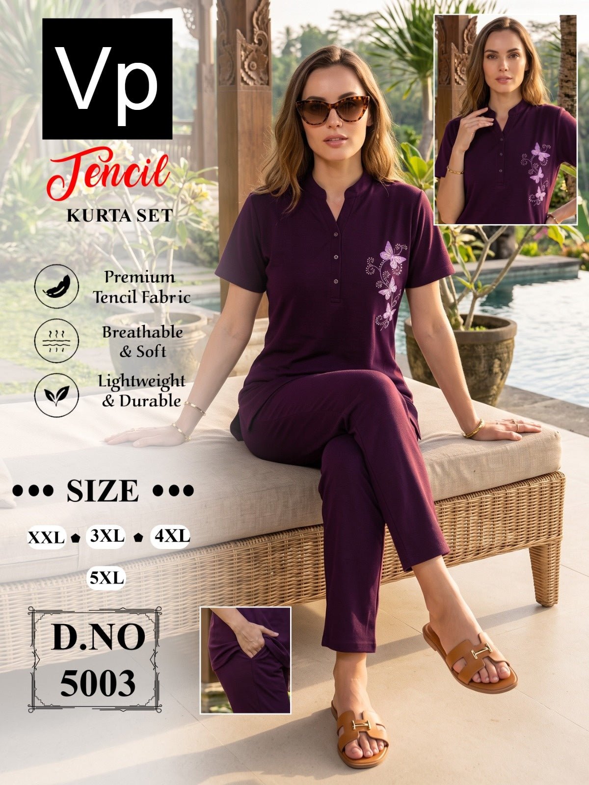 Plus Size 150926 Vp Tencil Kurta Night Suits Exporter