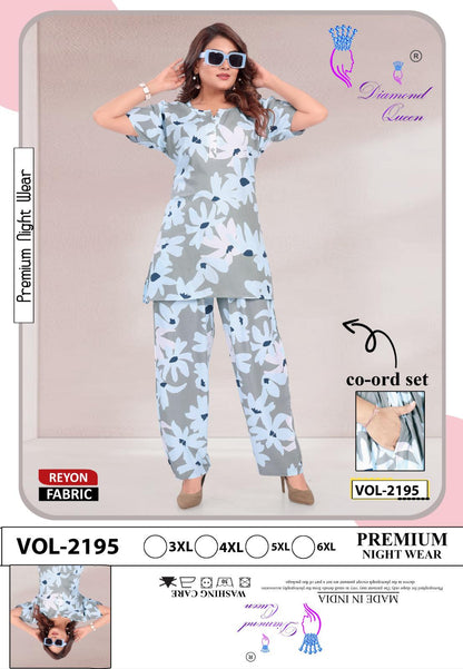 Plus Size 1705 Diamond Queen Reyon Co Ord Set Manufacturer India