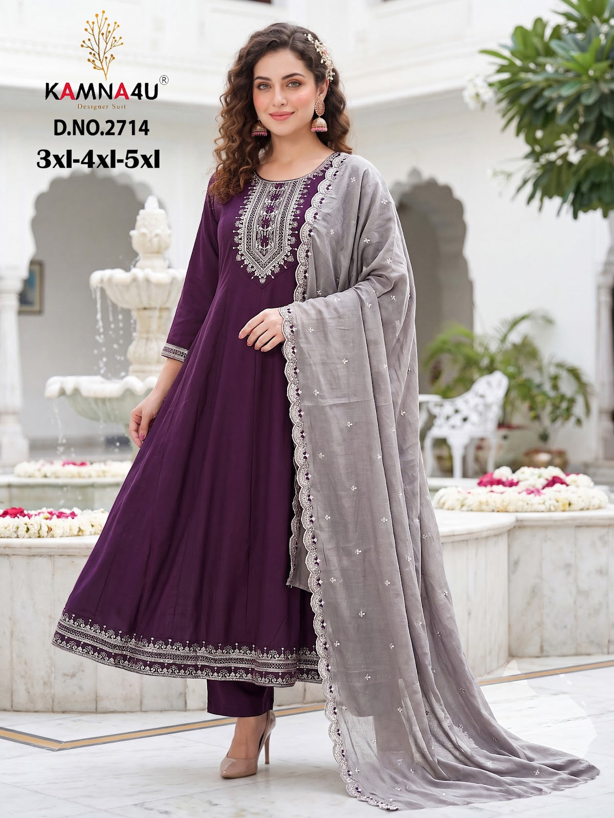 Plus Size 1707 Kamna4U Roman Readymade Anarkali Suits Manufacturer Ahmedabad