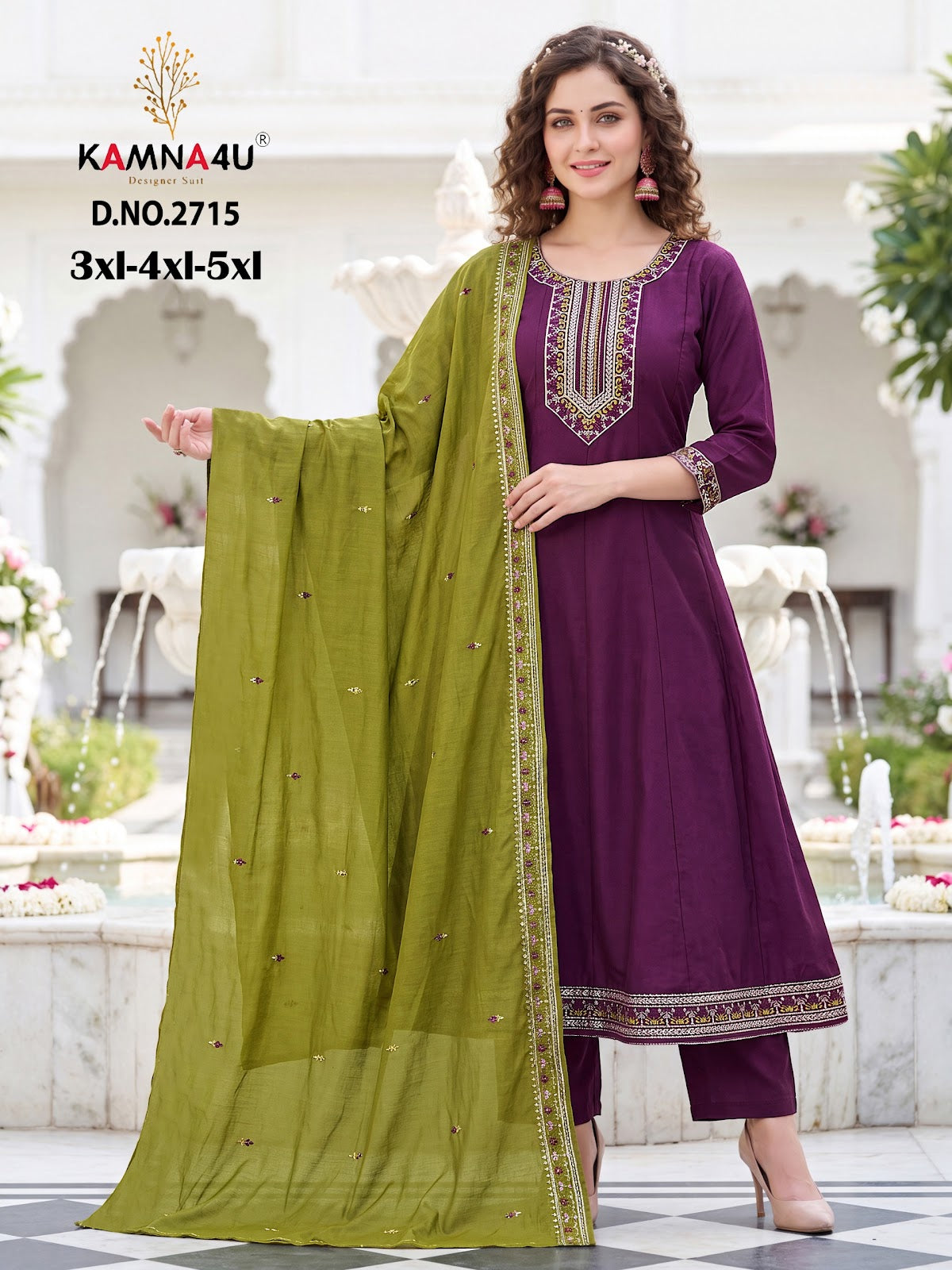 Plus Size 1707 Kamna4U Roman Readymade Anarkali Suits Manufacturer Ahmedabad
