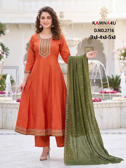 Plus Size 1707 Kamna4U Roman Readymade Anarkali Suits Manufacturer Ahmedabad