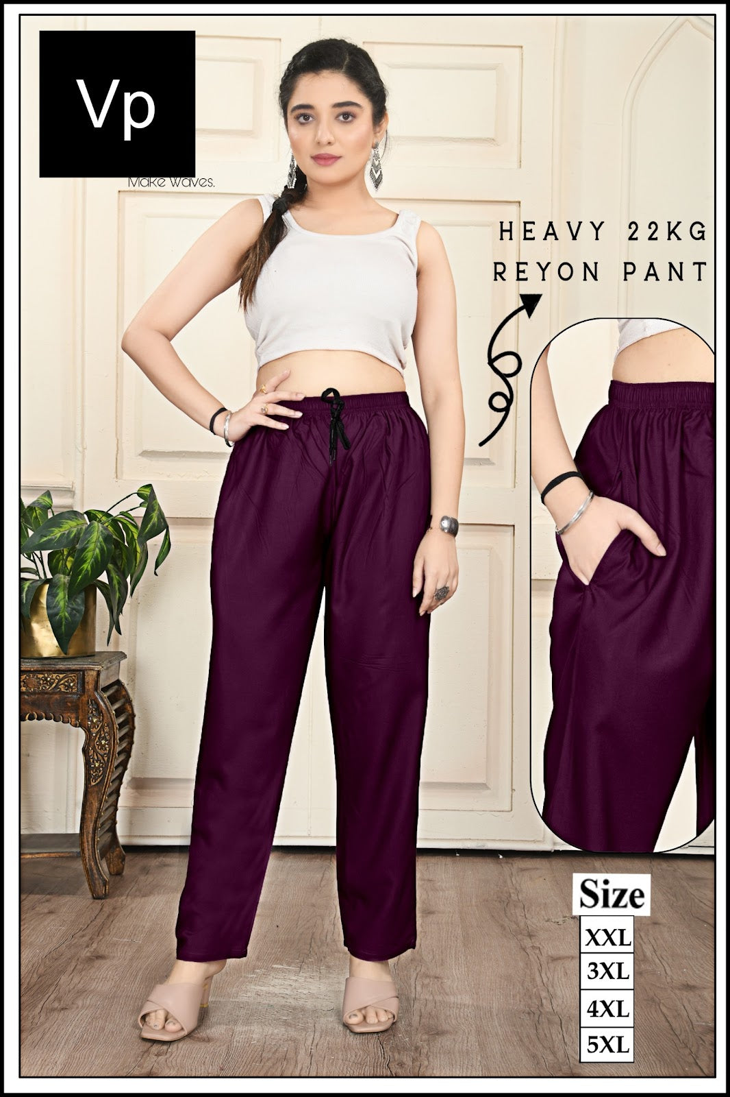 Plus Size 2212 Vp Rayon 22Kg Women Pants Supplier Ahmedabad