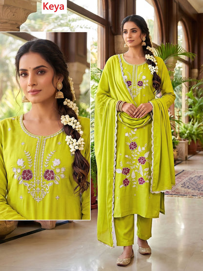 Plus Size 2408 Keya Chanderi Readymade Pant Style Suits Supplier Gujarat