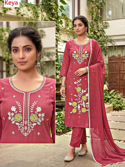 Plus Size 2408 Keya Chanderi Readymade Pant Style Suits Supplier Gujarat