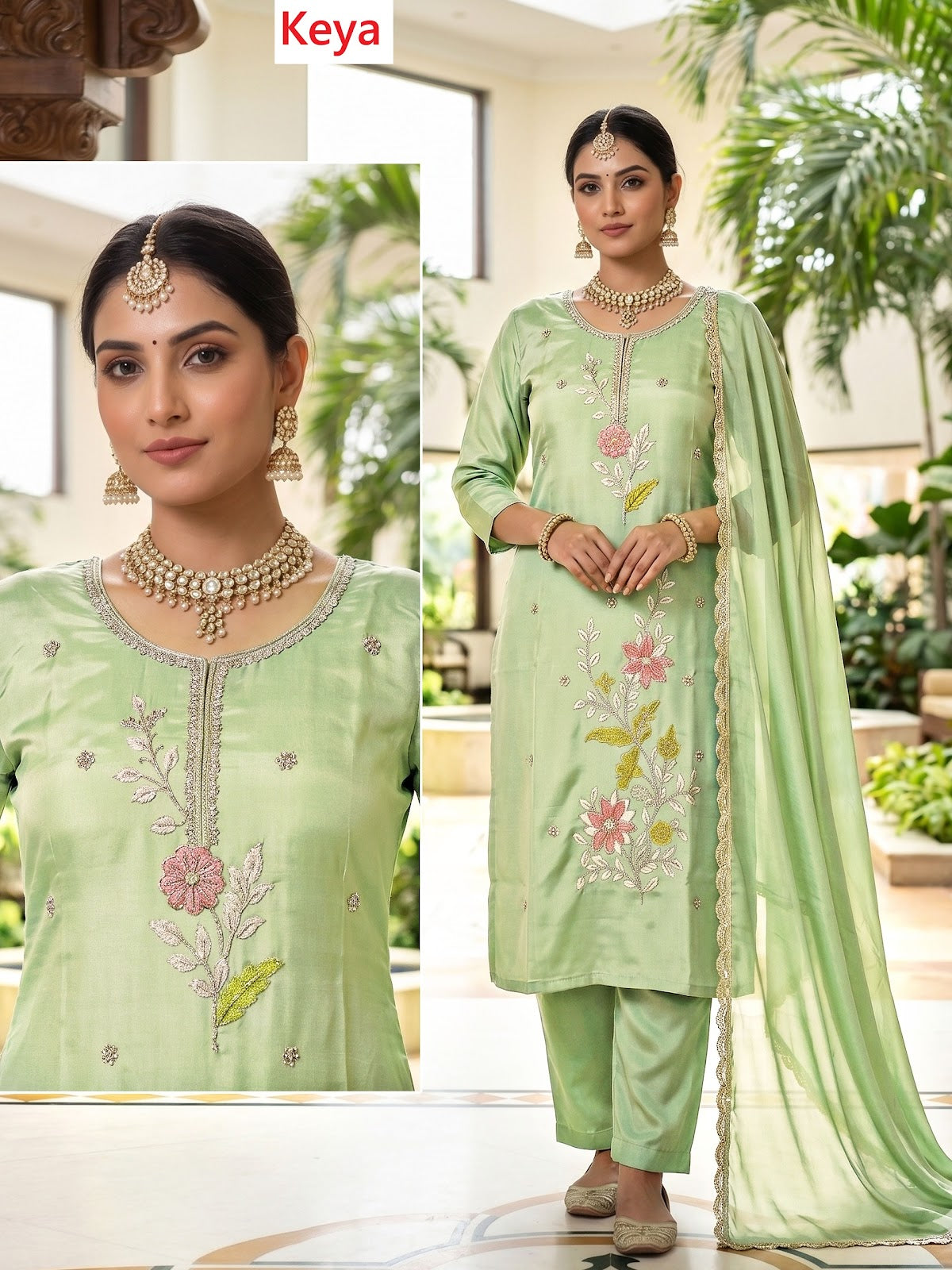Plus Size 2408 Keya Chanderi Readymade Pant Style Suits Supplier Gujarat