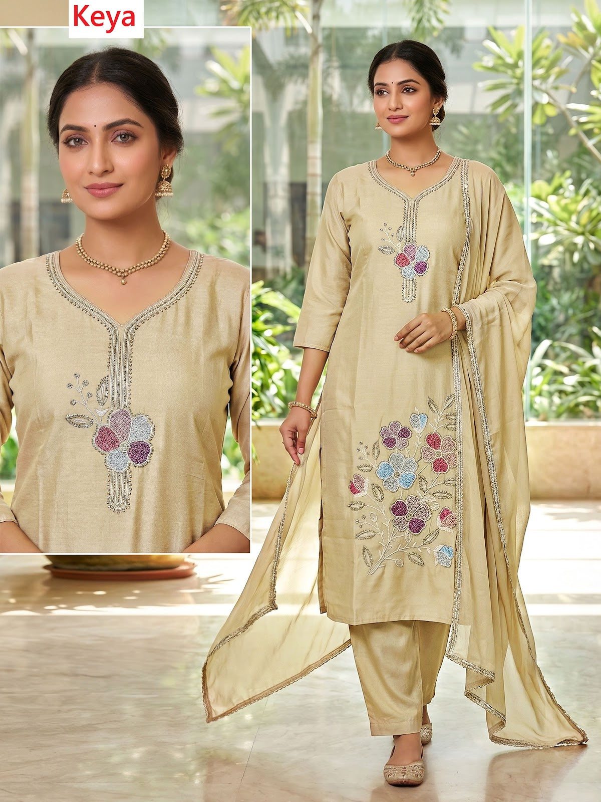 Plus Size 2408 Keya Chanderi Readymade Pant Style Suits Supplier Gujarat