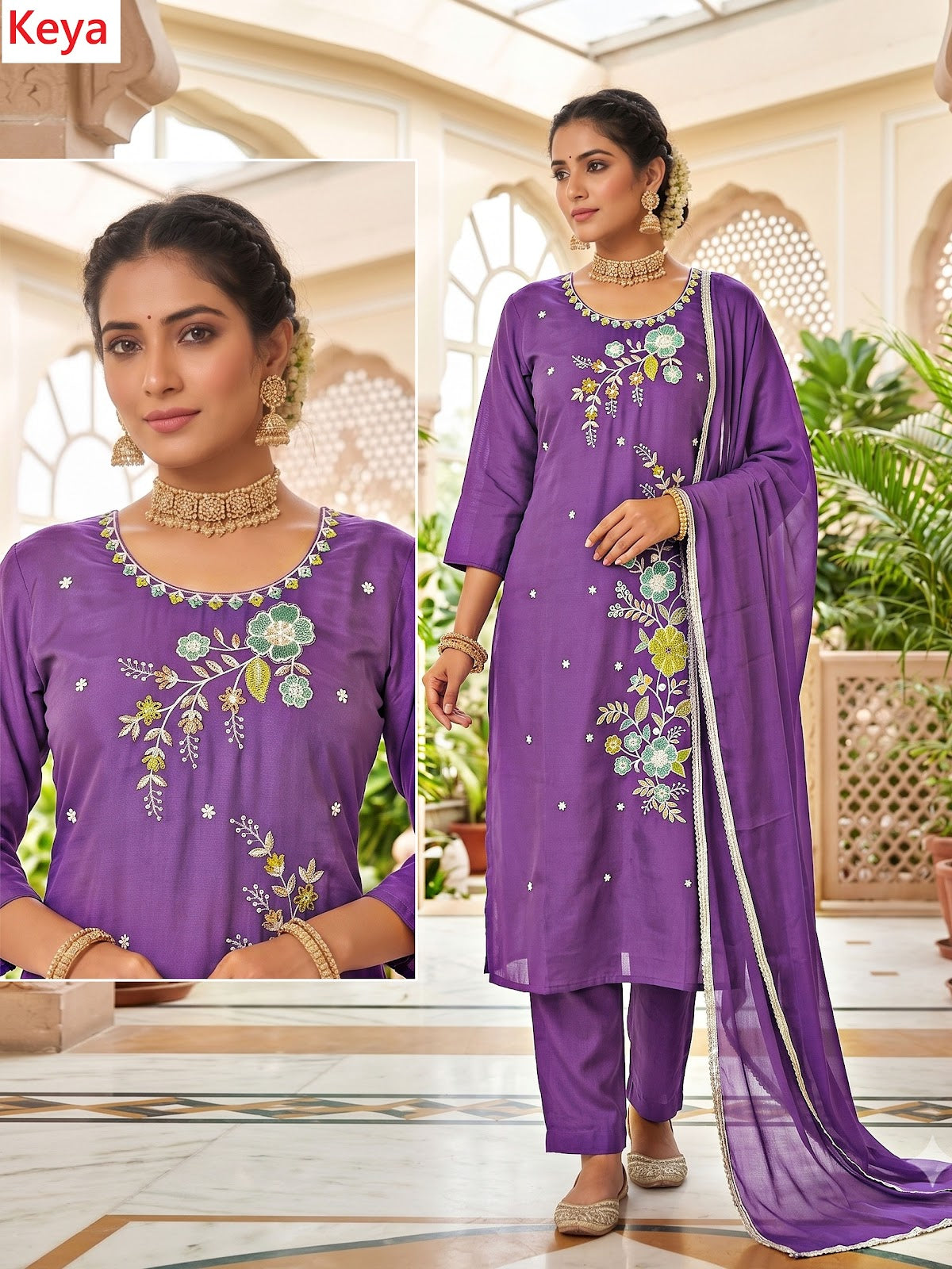 Plus Size 2408 Keya Chanderi Readymade Pant Style Suits Supplier Gujarat