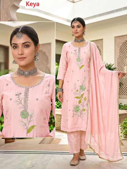 Plus Size 2408 Keya Chanderi Readymade Pant Style Suits Supplier Gujarat