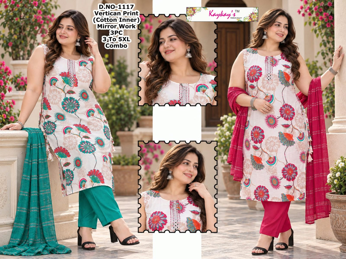 Plus Size 280926 Kaykay Vertican Readymade Pant Style Suits Exporter India