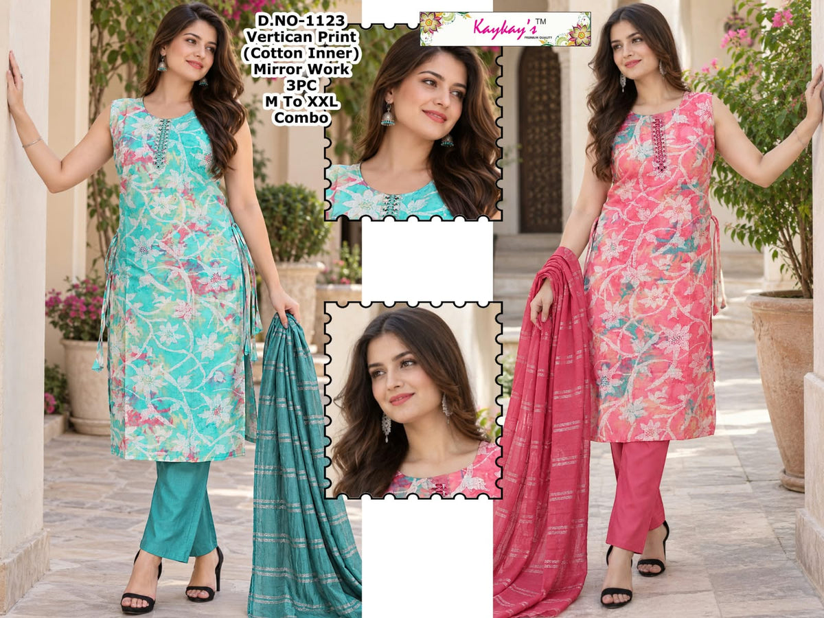 Plus Size 280926 Kaykay Vertican Readymade Pant Style Suits Exporter India