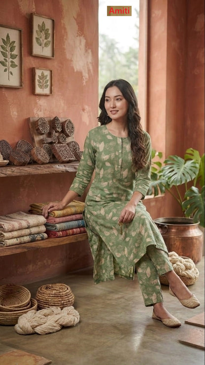 Plus Size 2907 Amiti Cotton Rayon Co Ord Set Wholesale Price