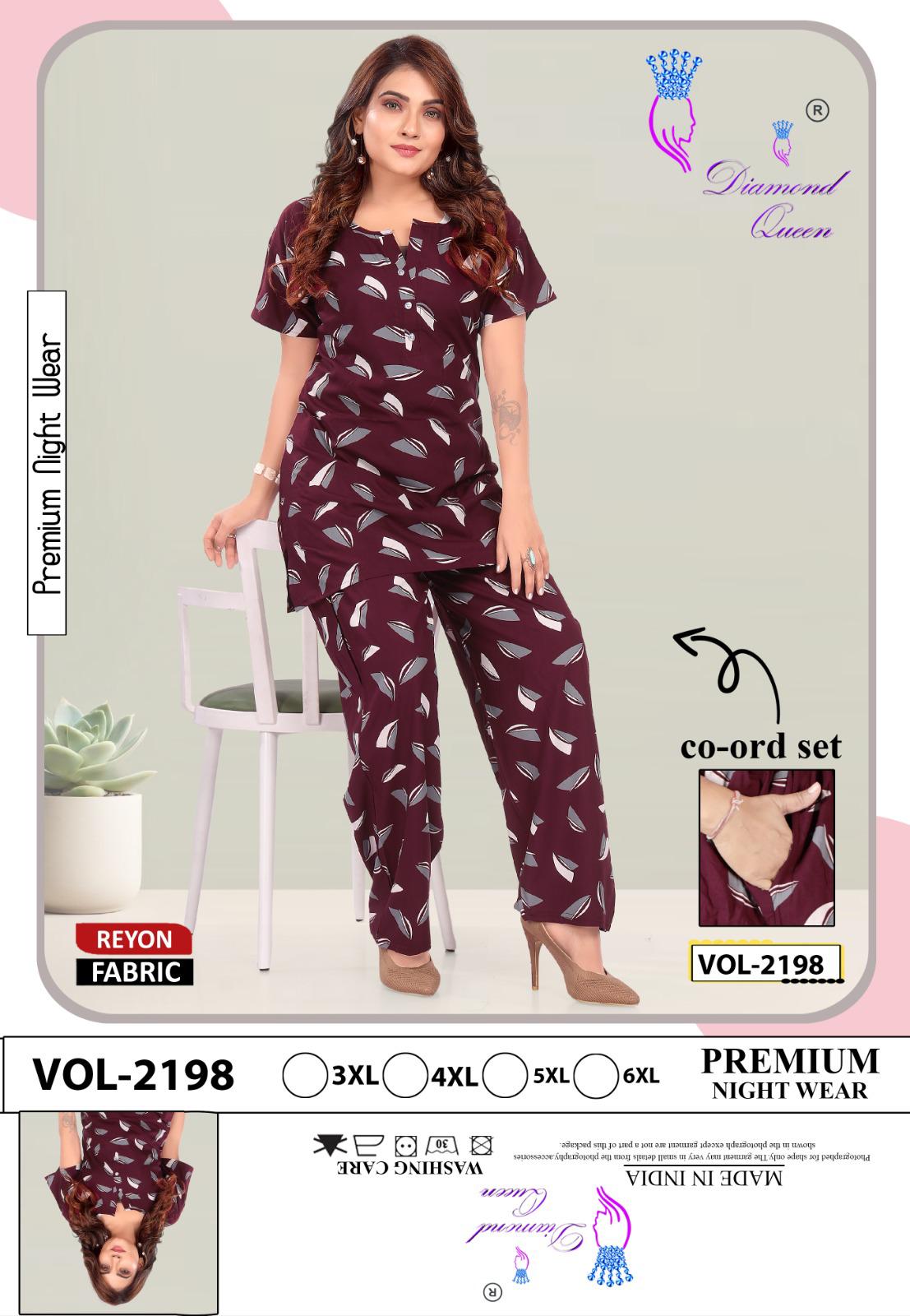 Plus Size 3005 Diamond Queen Reyon Co Ord Set Wholesaler Ahmedabad
