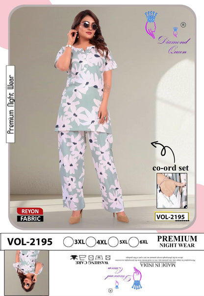 Plus Size 3005 Diamond Queen Reyon Co Ord Set Wholesaler Ahmedabad