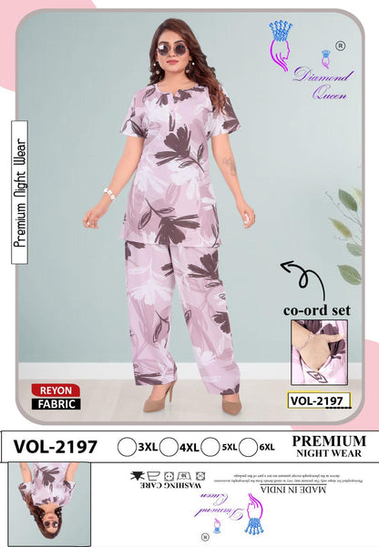 Plus Size 3005 Diamond Queen Reyon Co Ord Set Wholesaler Ahmedabad