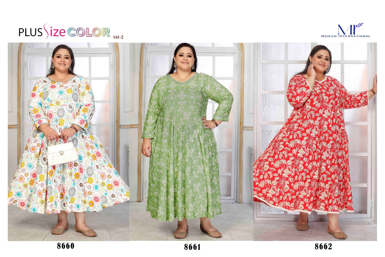 Plus Size Color Vol 2 Moksh Rayon Anarkali Kurtis Wholesaler India