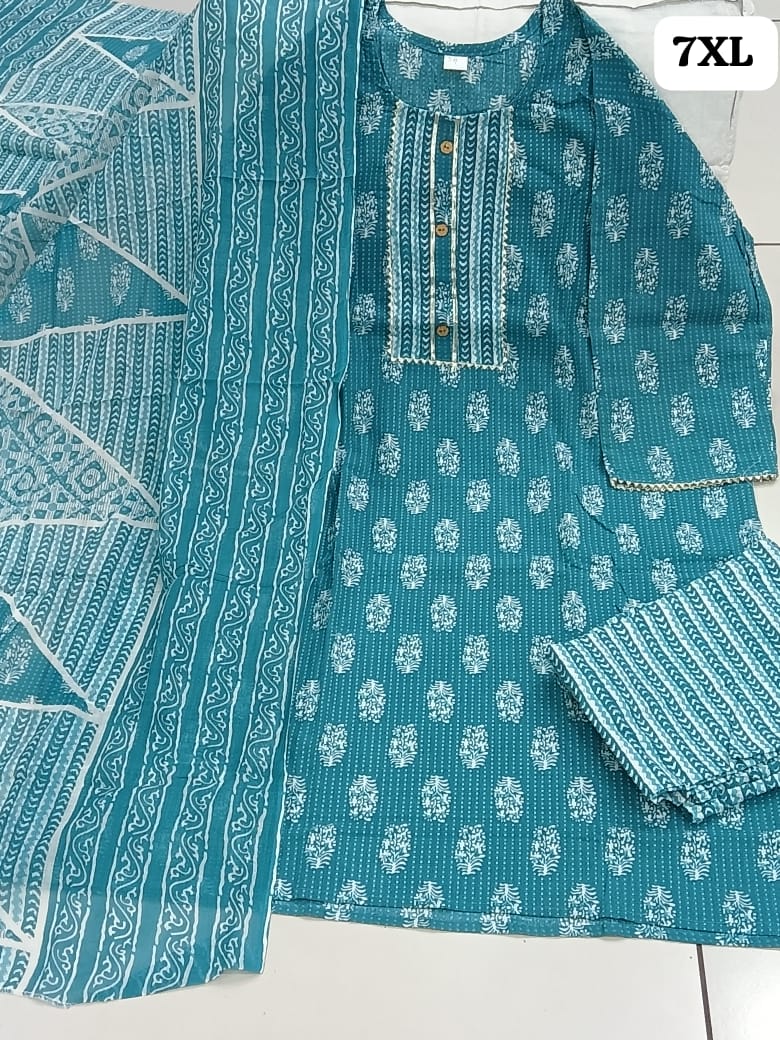 Plus Size Cotton Ruc Readymade Pant Style Suits Exporter Ahmedabad