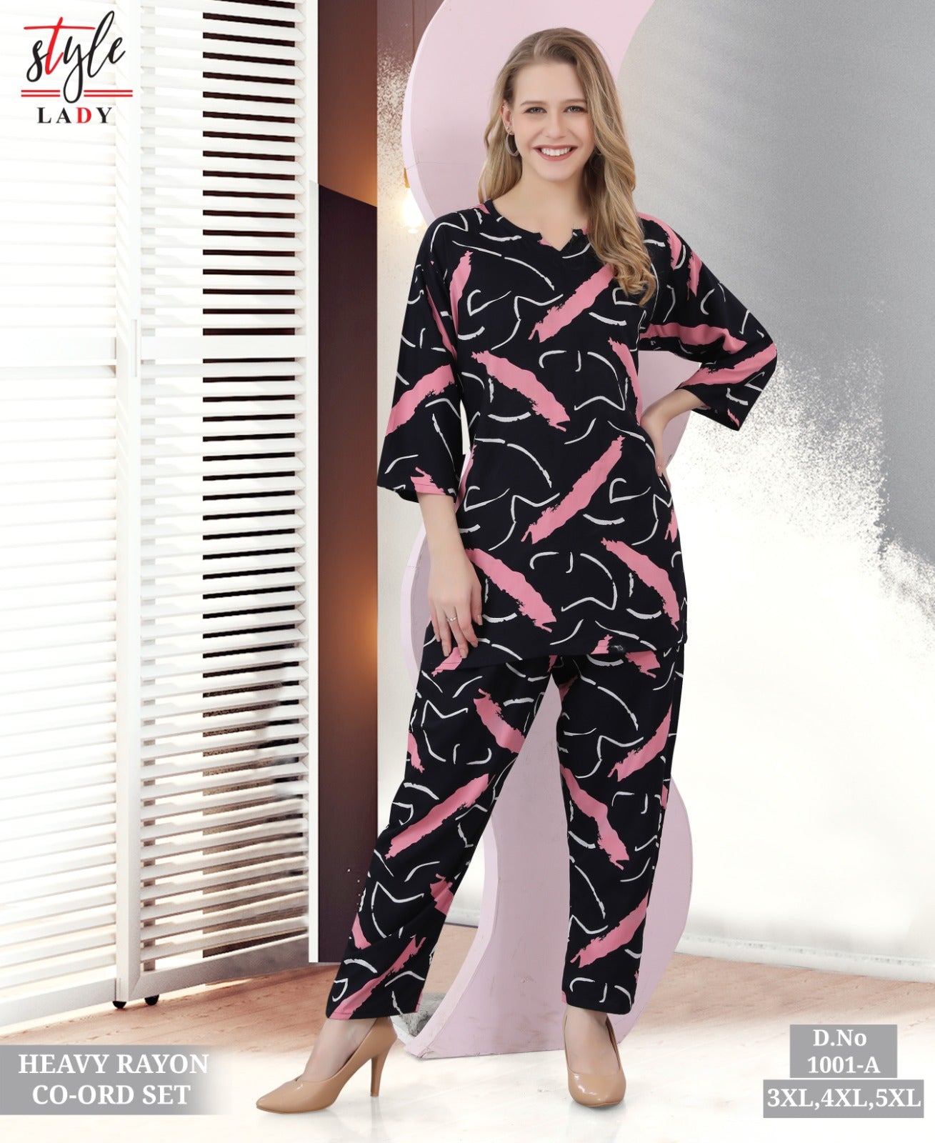 Plus Size Design 1001 A Ladys Heavy Rayon Co Ord Set Wholesaler Ahmedabad