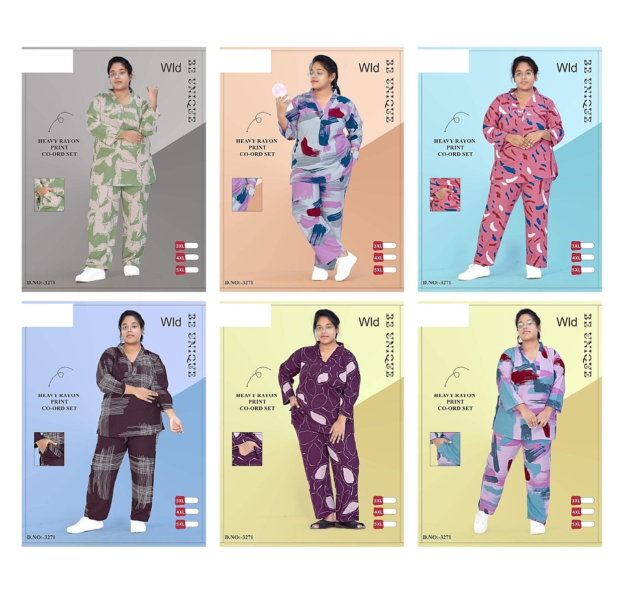 Plus Size Design 3271 Wld Rayon Co Ord Set Supplier Gujarat