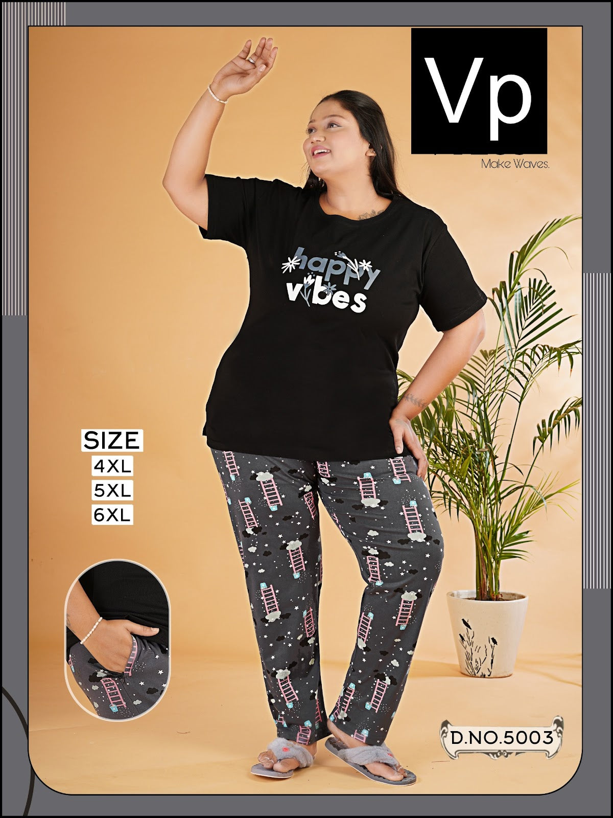 Plus Size Design 5003 Vp Hosiery Cotton Pyjama Night Suits Wholesale Price