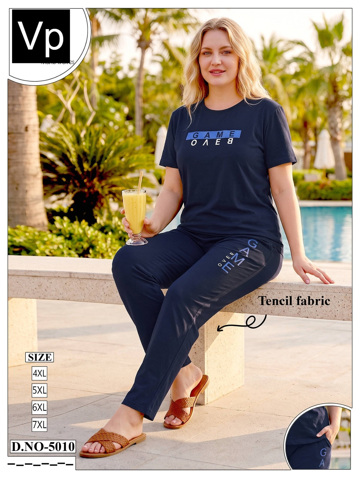 Plus Size Dno 5010 Vp Tencil Pyjama Night Suits Manufacturer Ahmedabad