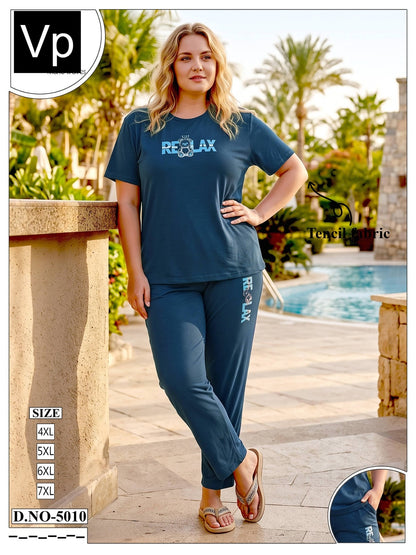Plus Size Dno 5010 Vp Tencil Pyjama Night Suits Manufacturer Ahmedabad