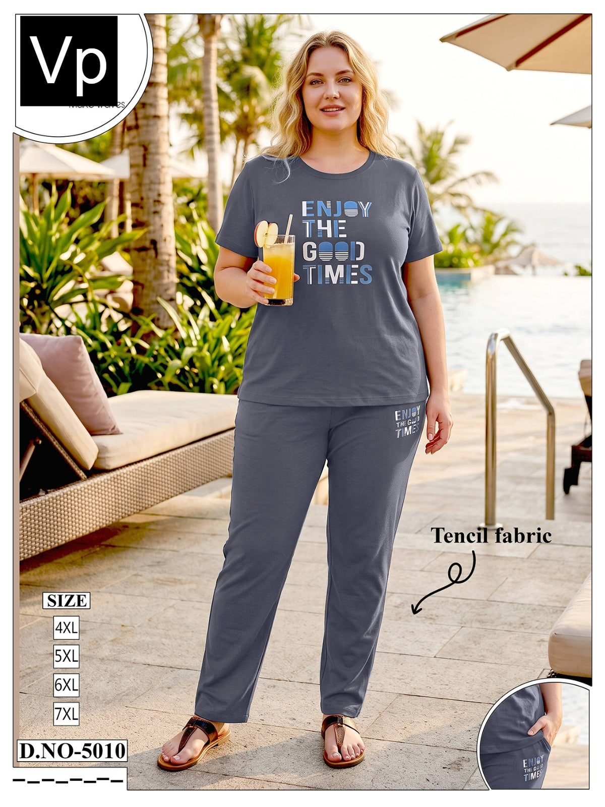 Plus Size Dno 5010 Vp Tencil Pyjama Night Suits Manufacturer Ahmedabad