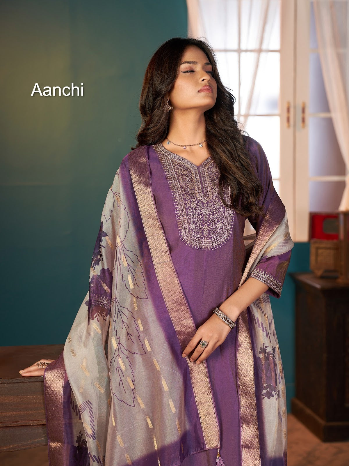 Plus Tiguan Aanchi Roman Simmer Readymade Anarkali Suits Wholesaler Gujarat