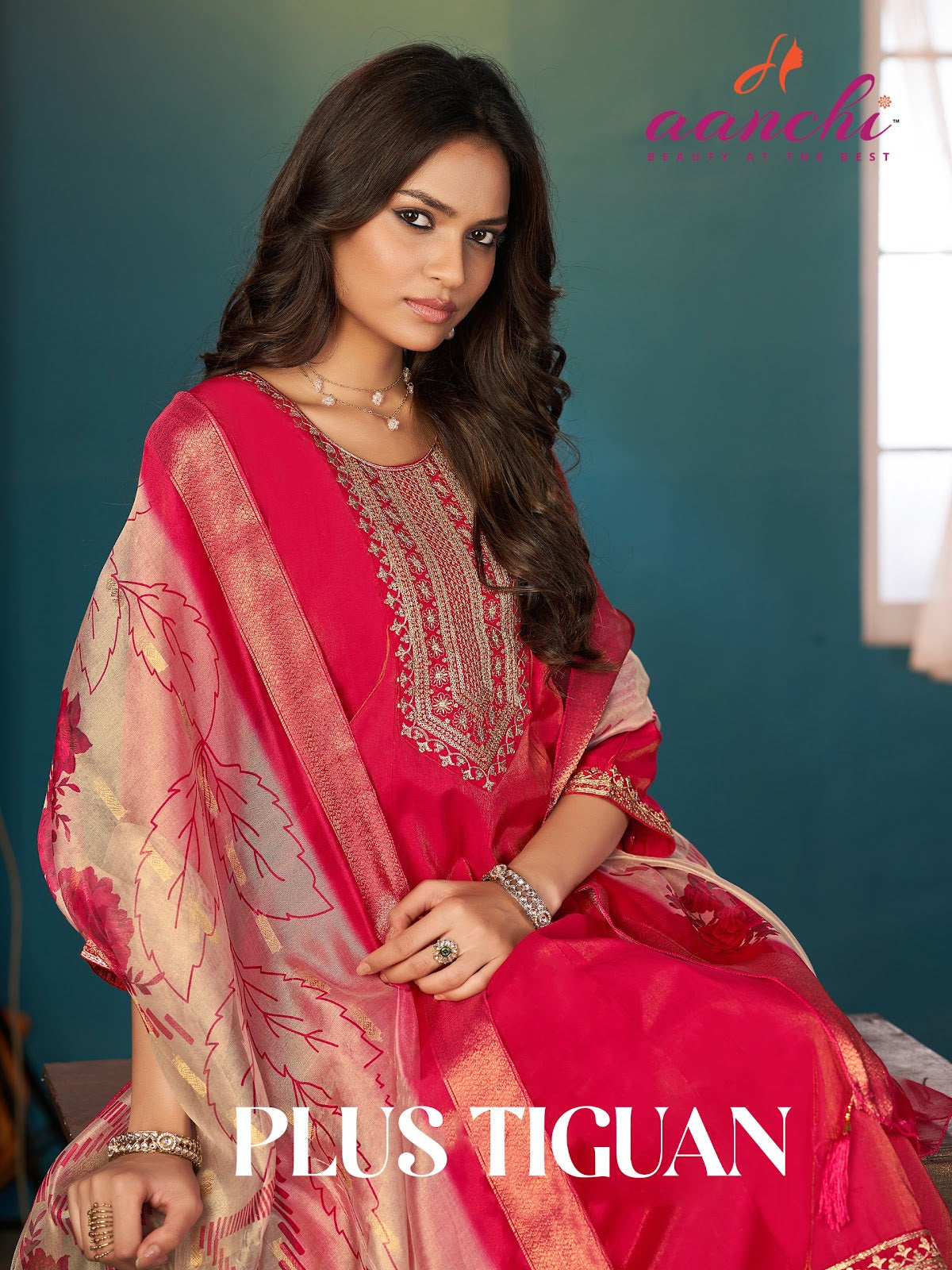 Plus Tiguan Aanchi Roman Simmer Readymade Anarkali Suits Wholesaler Gujarat