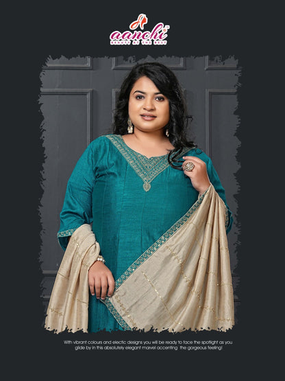 Plus Unique Aanchi Vichitra Silk Readymade Anarkali Suits Wholesale Price