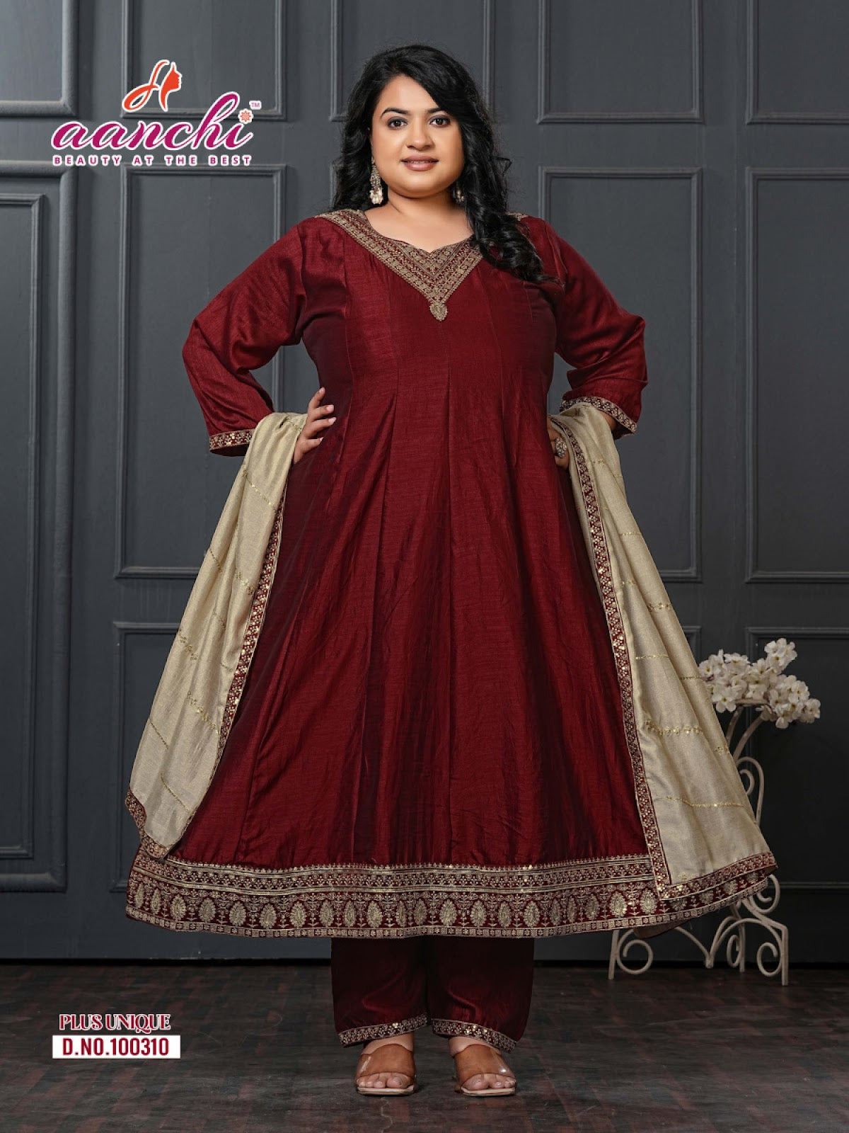 Plus Unique Aanchi Vichitra Silk Readymade Anarkali Suits Wholesale Price