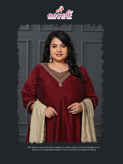Plus Unique Aanchi Vichitra Silk Readymade Anarkali Suits Wholesale Price
