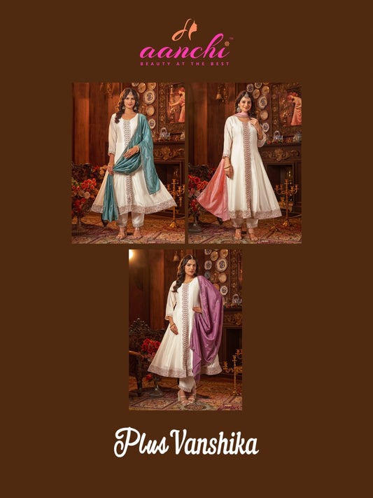 Plus Vanshika Aanchi Vichitra Silk Readymade Suits Exporter Ahmedabad