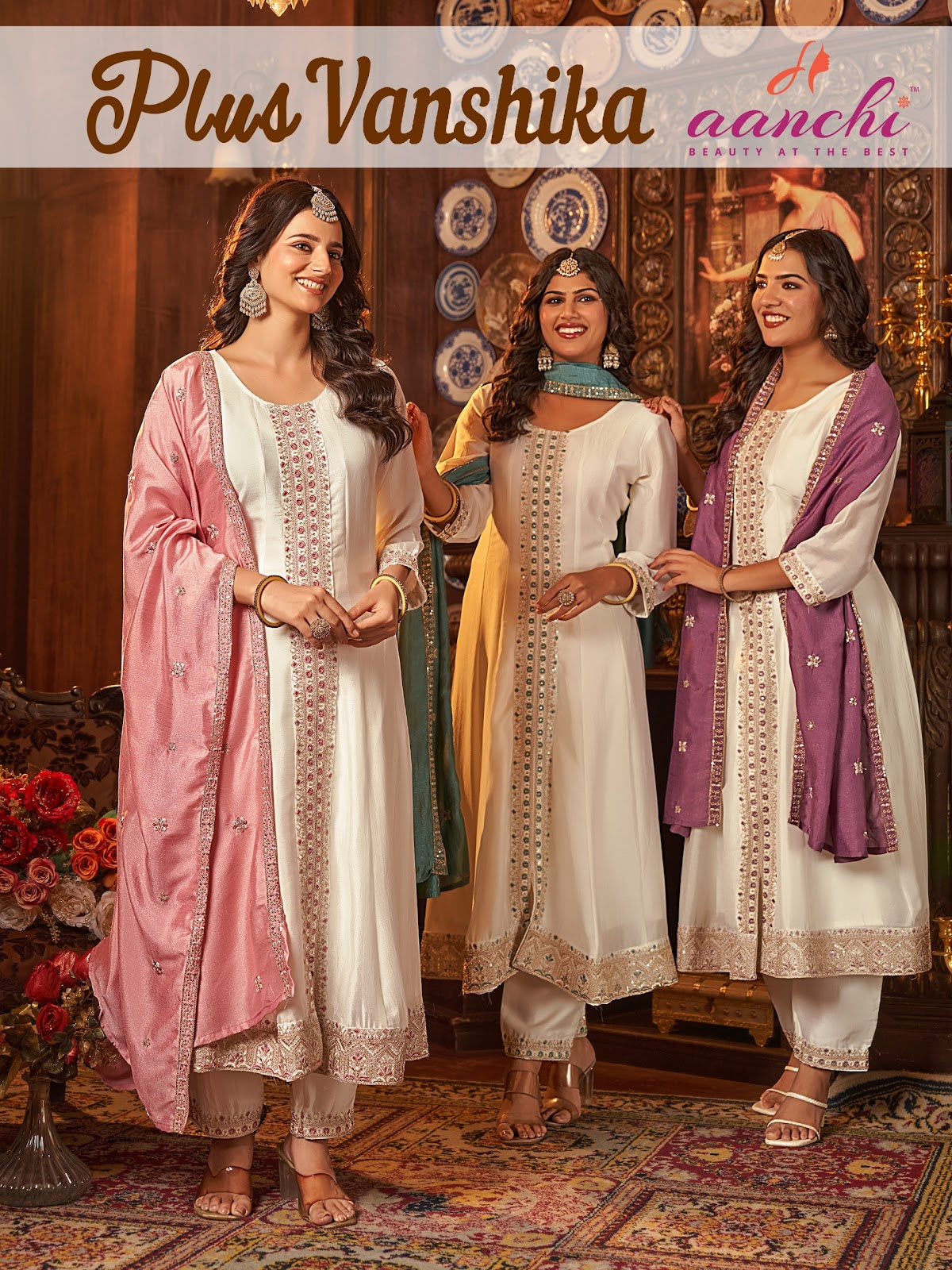 Plus Vanshika Aanchi Vichitra Silk Readymade Suits Exporter Ahmedabad