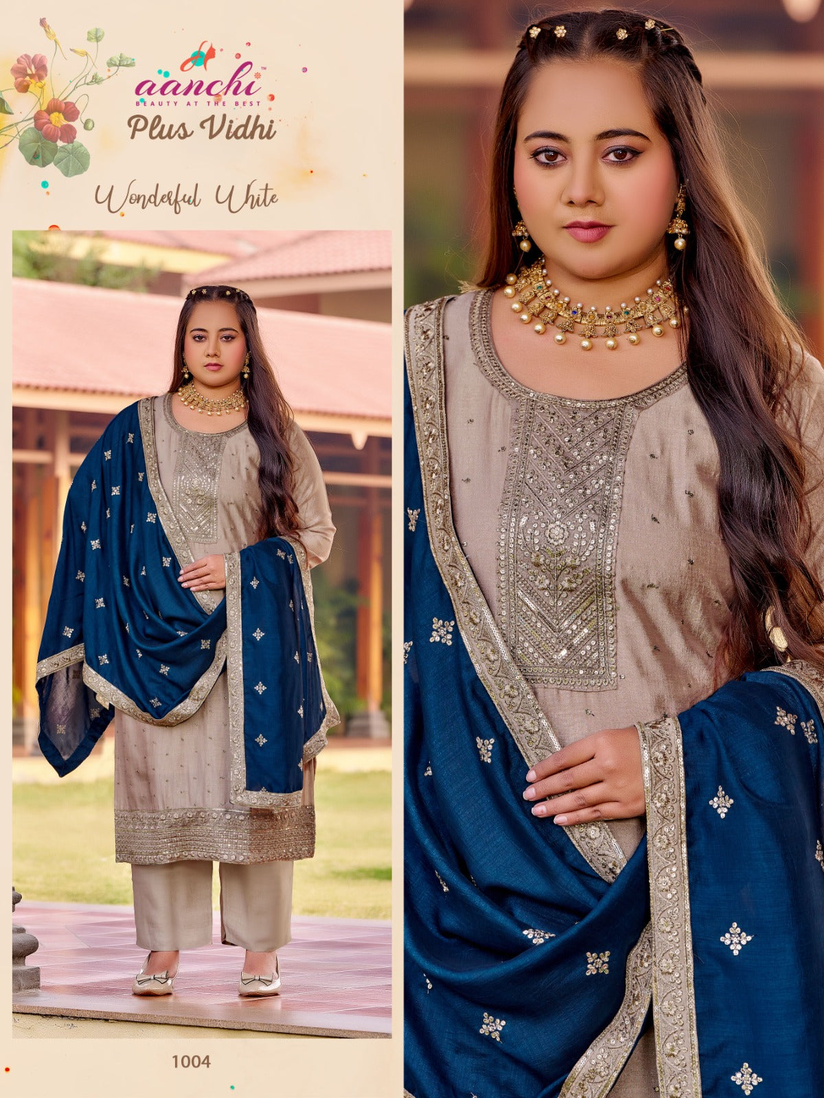 Plus Vidhi Aanchi Vichitra Silk Readymade Pant Style Suits Wholesaler Ahmedabad