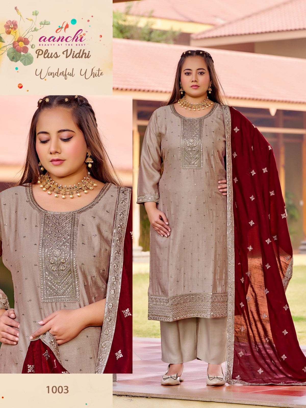 Plus Vidhi Aanchi Vichitra Silk Readymade Pant Style Suits Wholesaler Ahmedabad