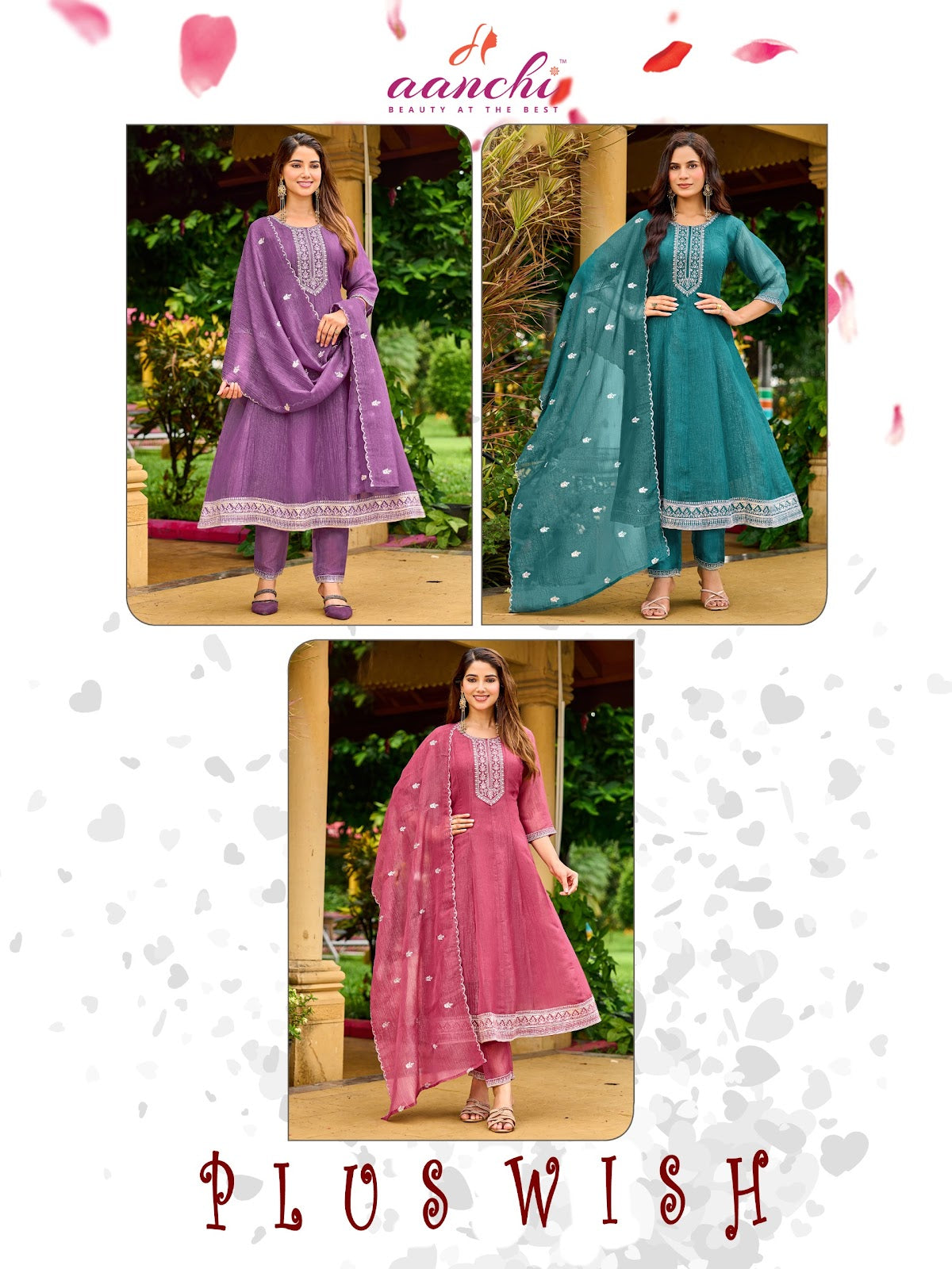 Plus Wish Aanchi Crunchy Readymade Anarkali Suits Supplier Gujarat