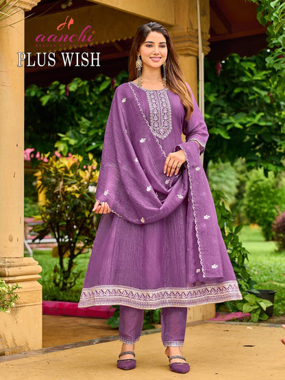 Plus Wish Aanchi Crunchy Readymade Anarkali Suits Supplier Gujarat