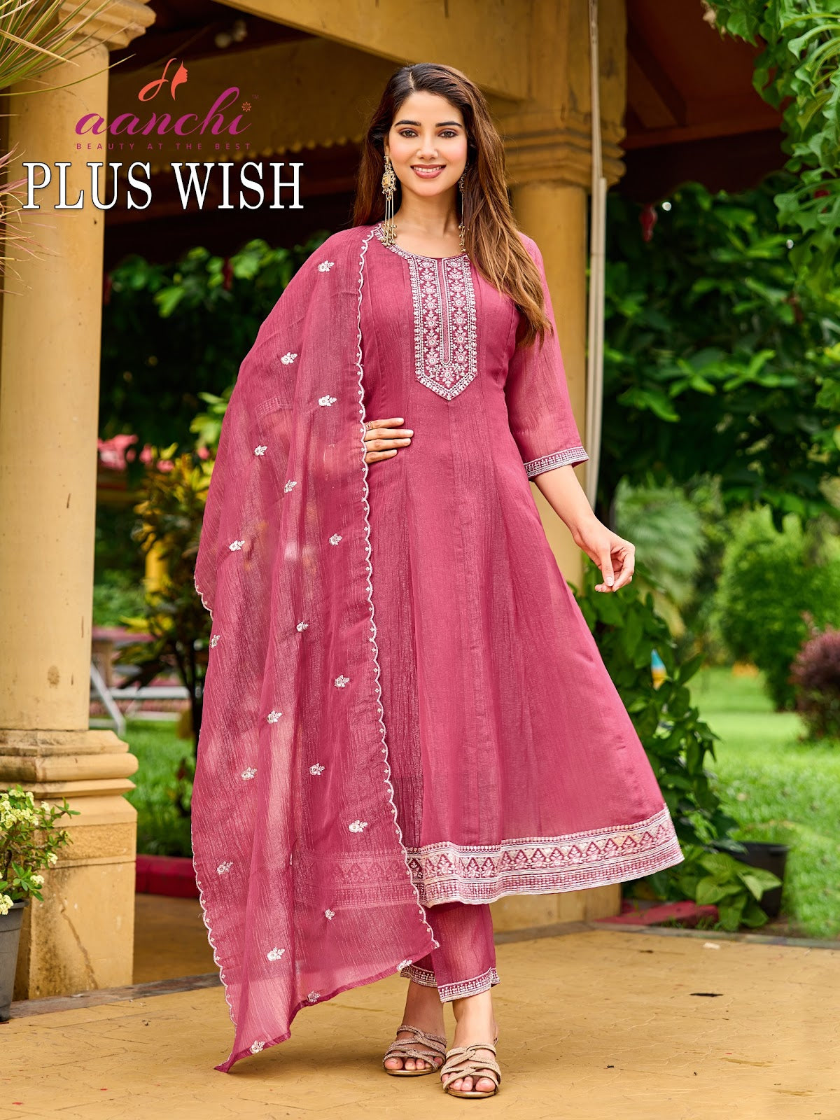Plus Wish Aanchi Crunchy Readymade Anarkali Suits Supplier Gujarat