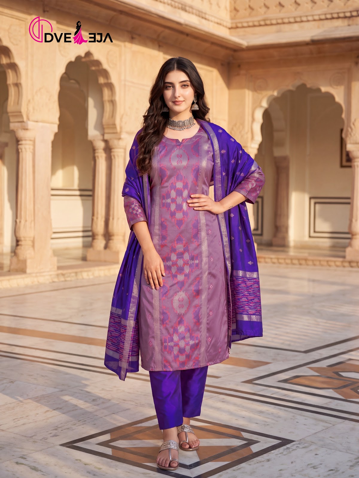 Pochampalli Series Dveeja Fashion Silk Readymade Pant Style Suits Exporter India