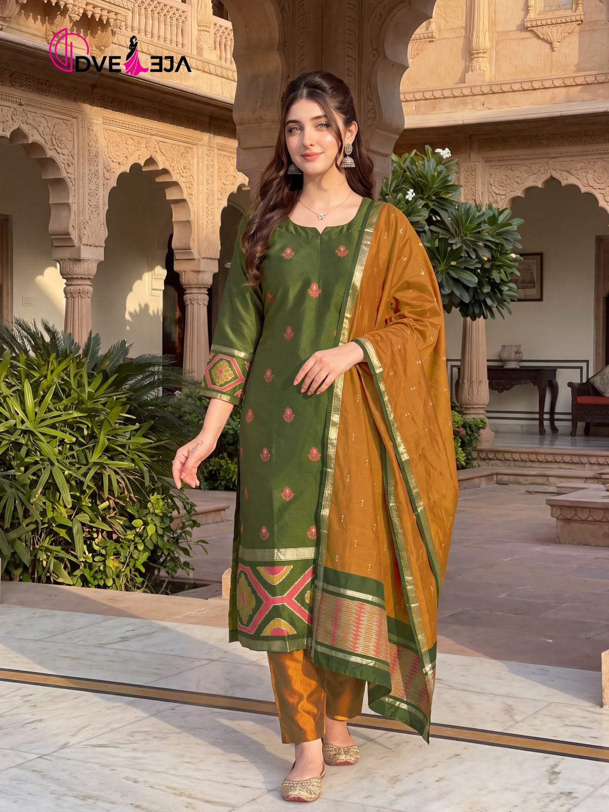 Pochampalli Series Dveeja Fashion Silk Readymade Pant Style Suits Exporter India