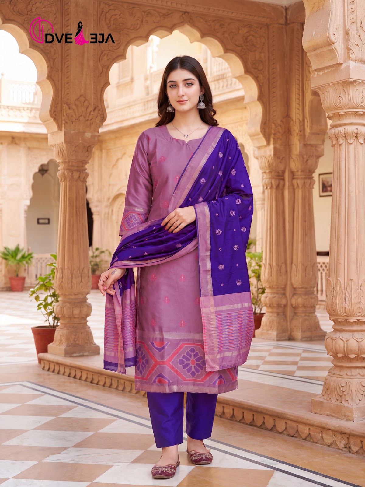Pochampalli Series Dveeja Fashion Silk Readymade Pant Style Suits Exporter India