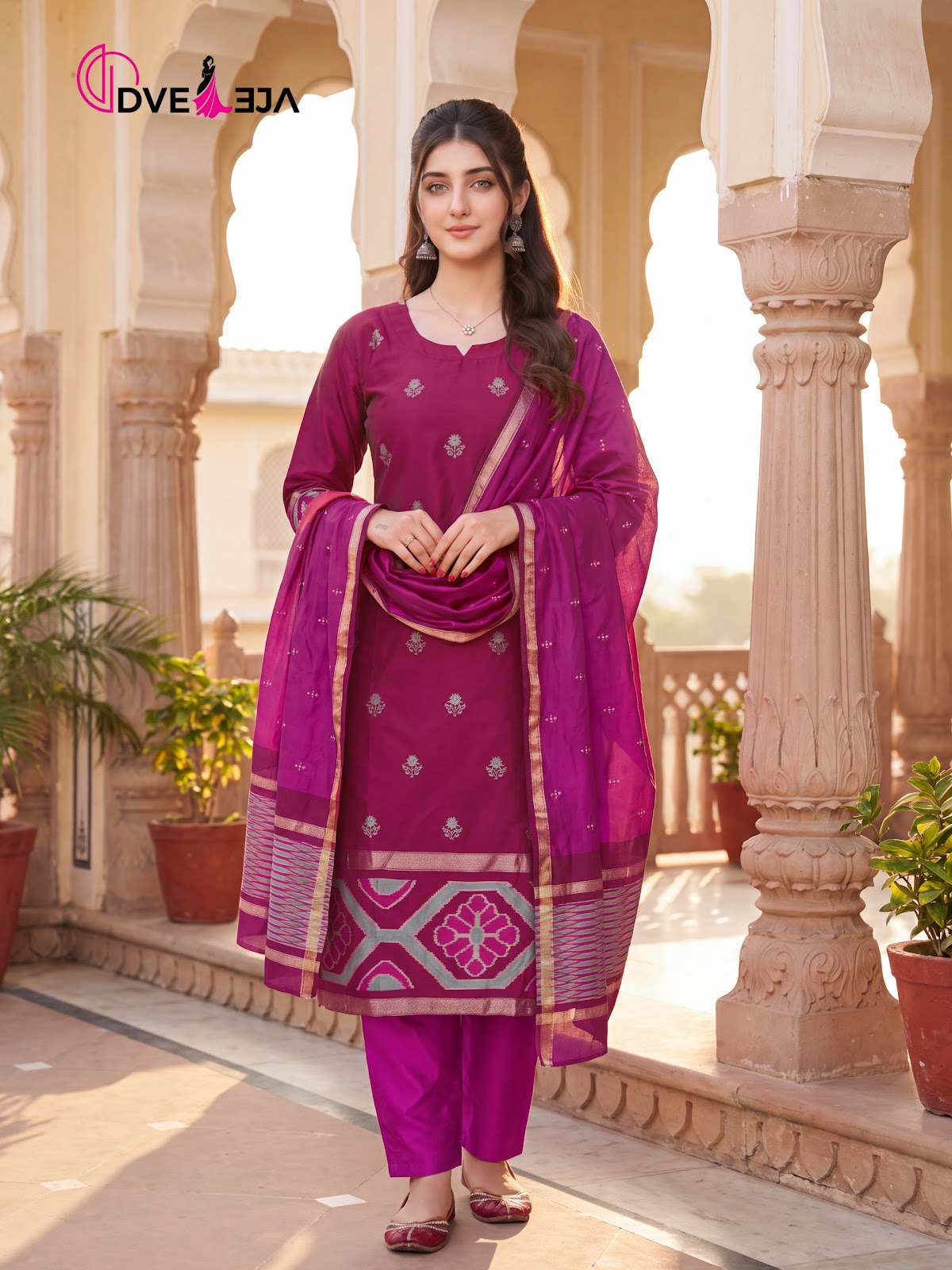 Pochampalli Series Dveeja Fashion Silk Readymade Pant Style Suits Exporter India