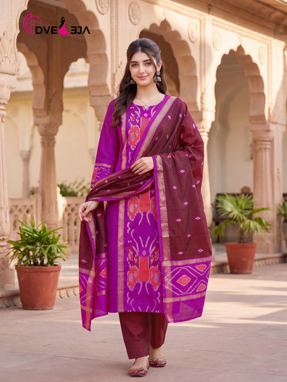 Pochampalli Series Dveeja Fashion Silk Readymade Pant Style Suits Exporter India
