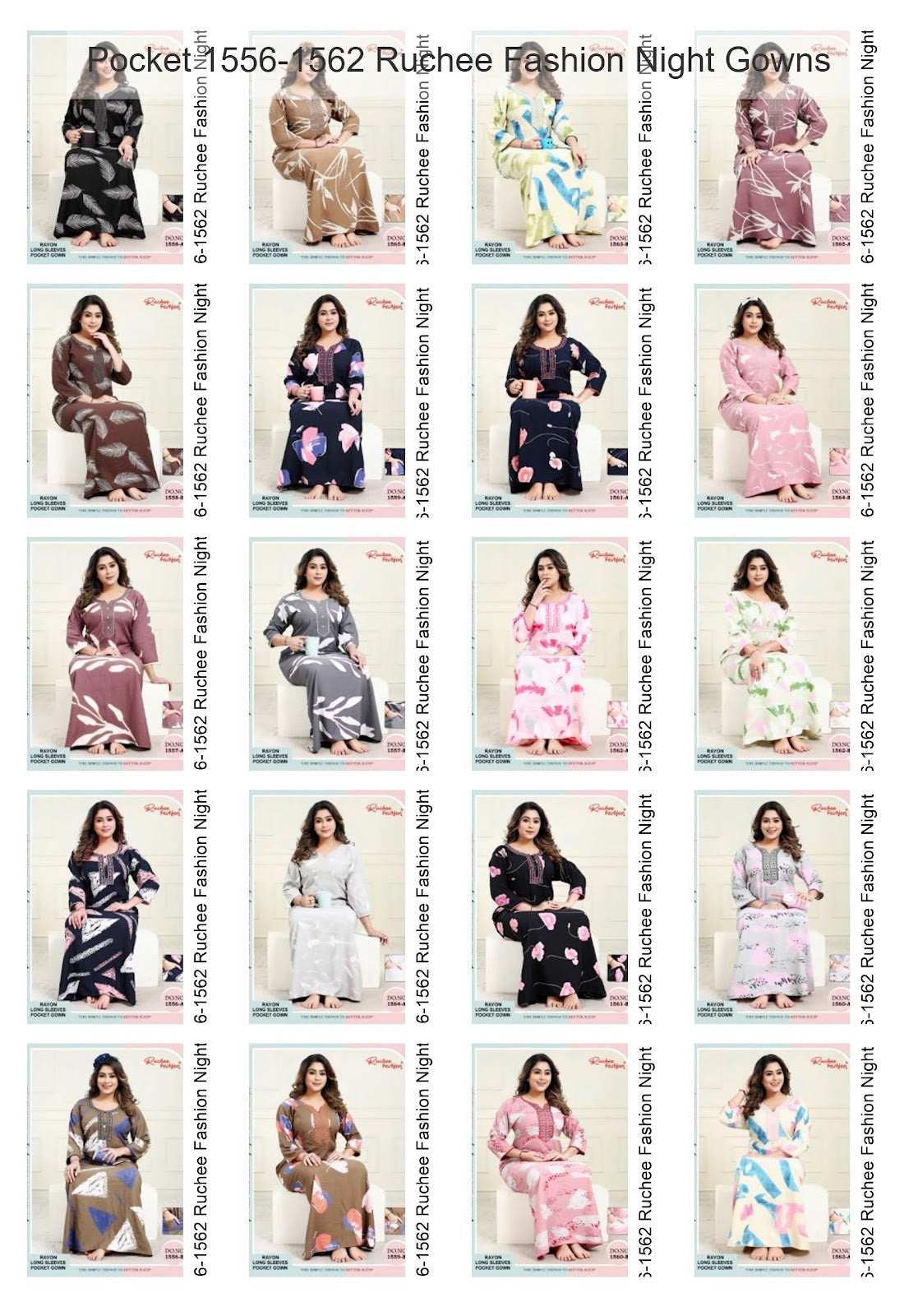 Pocket 1556-1562 Ruchee Fashion Rayon Night Gowns Wholesale