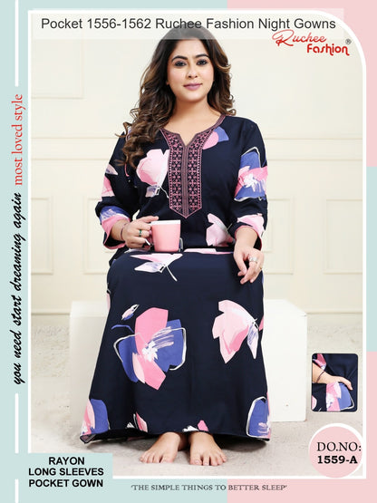 Pocket 1556-1562 Ruchee Fashion Rayon Night Gowns Wholesale