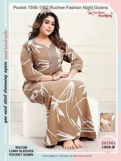 Pocket 1556-1562 Ruchee Fashion Rayon Night Gowns Wholesale